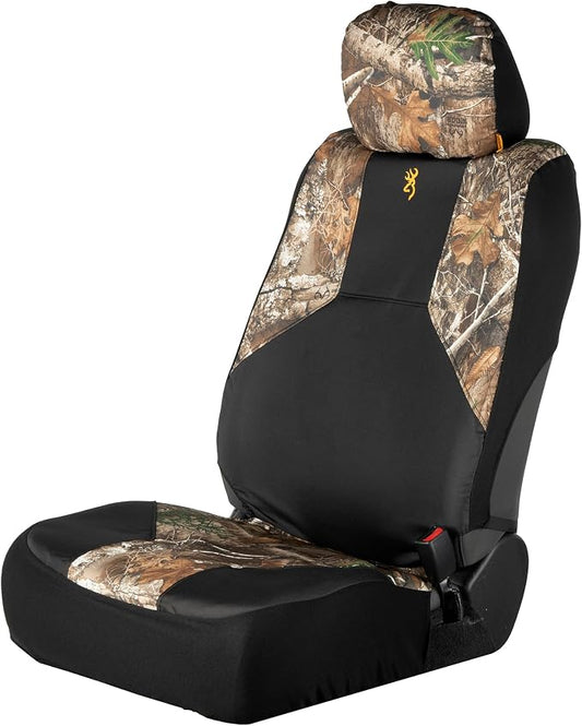 Browning Universal Low Back and Bench Seat Covers, Water and Dirt Resistant Car, Truck, and SUV Seat Covers, Realtree Edge (Excursion), Low Back (Single)