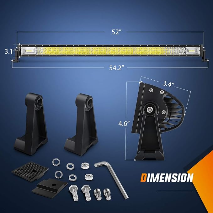 Nilight - 18019C-A LED Light Bar 52Inch 783W Triple Row 49500LM Flood Spot Combo Beam Led Bar Driving Lights Boat Lights Super Bright Led Off Road Lights for Trucks,2 Years Warranty