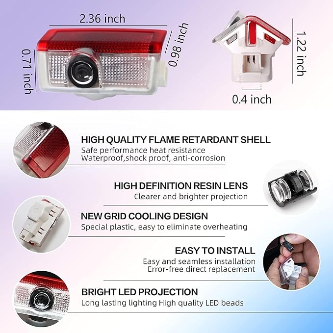 High Definition LED Projection Welcome Light，Logo Projector Puddle Lights，Compatible with A B C E M GL GLA GLC GLE GLS Class W205 W213 W166， Plug and Play (2PCS)