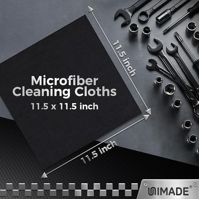 UNIMADE Microfiber Cleaning Cloth, 400 Pack Microfiber Towels for Cars Commercial Grade Work Rags Bulk Detailing Cloth for Automotive Bar Mechanic Restaurant Garage Housekeeping, 11.5"x 11.5", Black