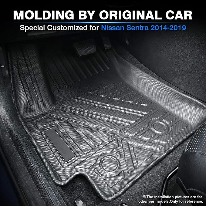 KUST Custom Fit Floor Mats for Nissan Sentra 2014-2019 All Weather Floor Liners 1st and 2nd Row TPE Rubber High Side Non-Slip