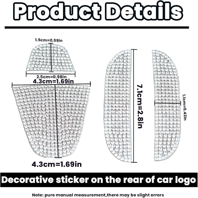 Bling Crystal Rear Logo Sticker for Honda Civic Accord 2018-2022 | Compatible with Honda Civic Accord 2018-2022 rear logo only, not steering wheel or front emblem. ABS rhinestone decal