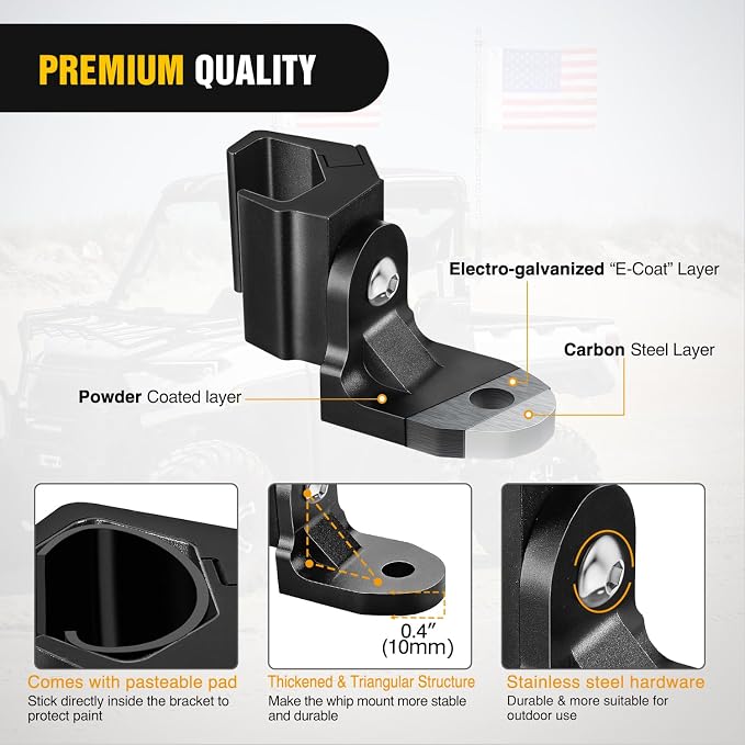 Nilight UTV Whip Light Mount Flag Antenna Mounting Bracket Adjustable for Pro-fit Cage Compatible with Polaris Ranger General Can am Defender Commander Maverick Trail/Sport
