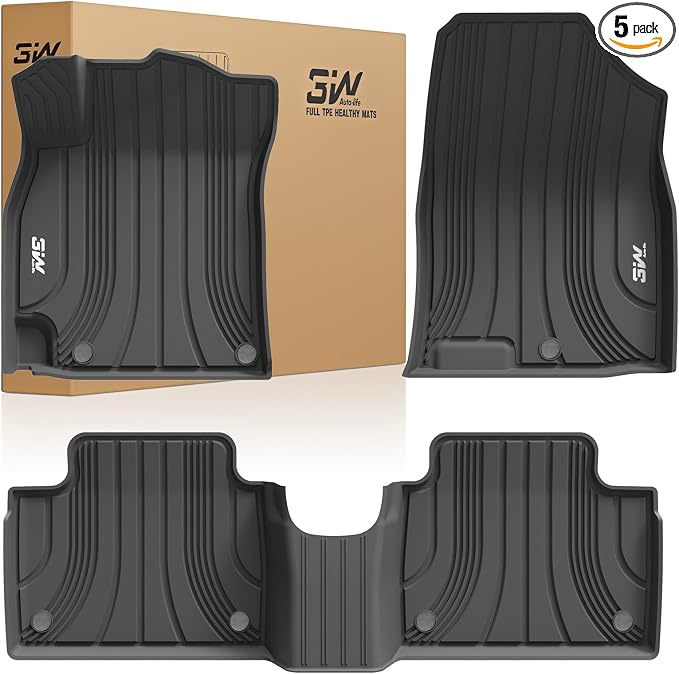 3W Floor Mats Fit Hyundai Elantra (NOT for Hybrid) 2026 2025-2021 (Only for Gas & Automatic) & Elantra N 2022-2026 (Only Fit Automatic), TPE All Weather 1st & 2nd Row Full Set Car Liners, Black