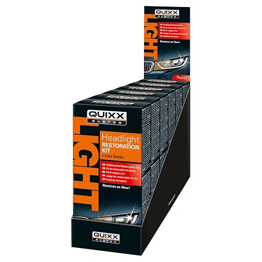 QUIXX QHRK1 Reliable Headlight Restoration Kit, Includes 50g Headlight Polish, 30ml Sealing, Sanding & Polishing Block, 12 Abrasive Papers and 4 Polish Cloths, Can Save a Vehicle from an MOT Failure, Increase Safety