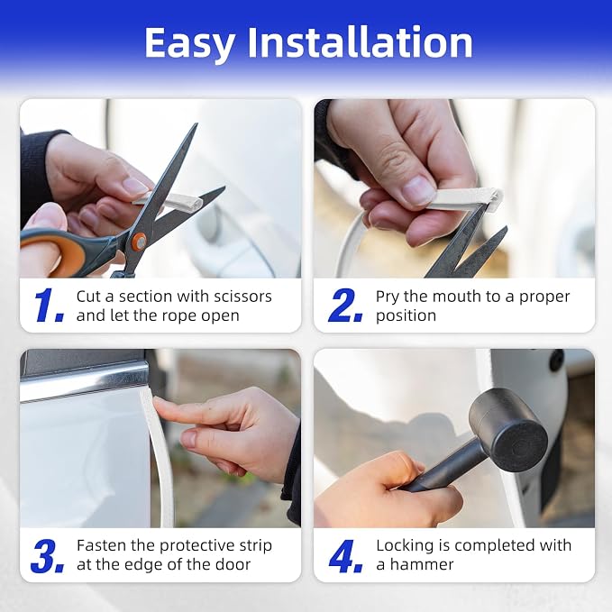 SINGARO 33Ft (10M) Car Door Edge Guard, No Glue Car Door Entry Guard Protective Strip, Rubber Edge Trim Car Door Protector, Applicable to Car, Truck, SUV and ATV, Car Exterior Accessories（White）