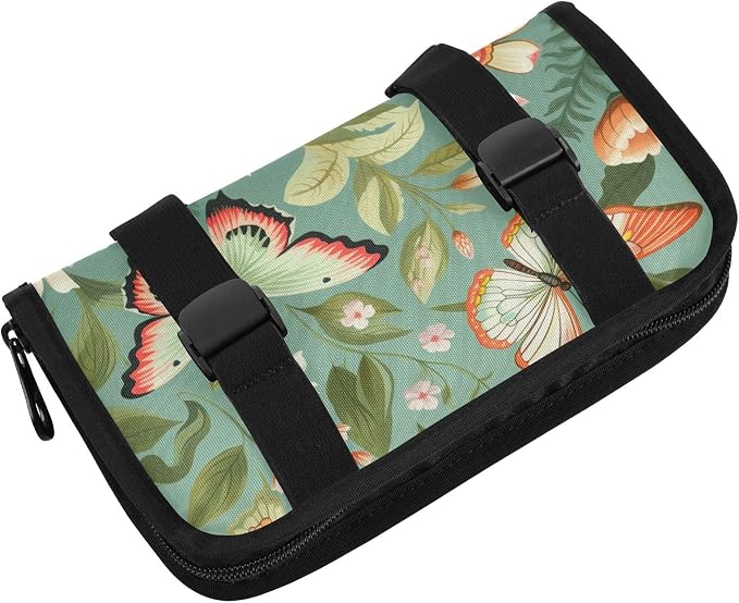 Car Visor Tissue Holder Mask Holder for Car, Car Tissue Box Sun Visor Napkin Holder Car Visor Accessories Adjustable Straps Reusable Durable Easy to Install Sage Green Butterfly Flowers