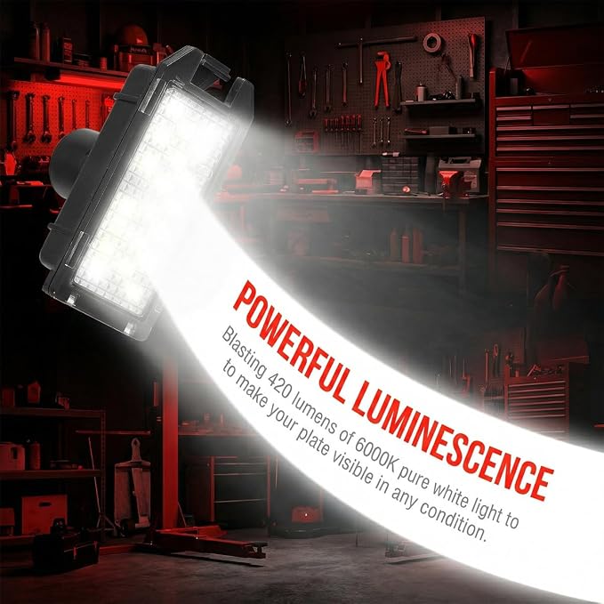 2PCS Car LED License Plate Light, OEM# 68228930AA Vehicle Tag Light Assembly, Automotive Exterior License Plate Lamp Replacement, Compatible with Levante Compass Viper