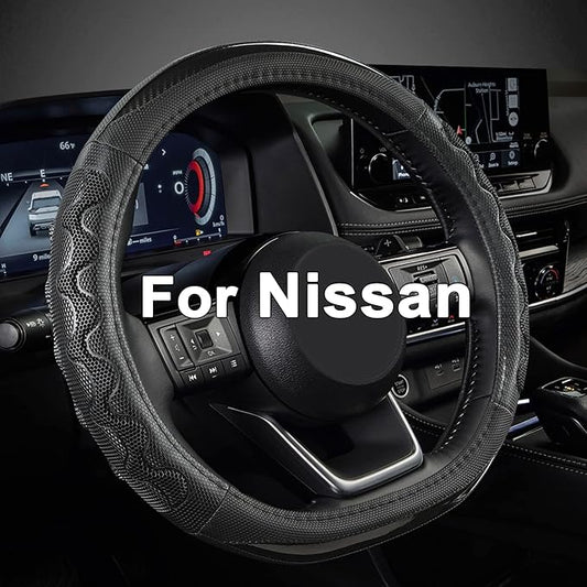 GIANT PANDA Steering Wheel Cover for Nissan Altima Rogue - Car Steering Wheel Cover for Nissan D Shape(Black-D-Shaped)