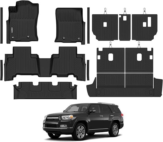 Naibeve Floor Mats for 2013-2024 Toyota 4Runner 7 Seats | All Weather Floor Mats, Cargo Mat, 2nd/3rd Row Backrest Mats, Backrest Mats, Door Sill Guards Interior Protector accessories