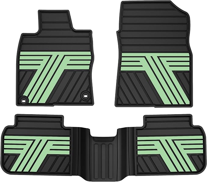 Rubber Floor Mats for Honda Civic Sedan Hatchback Si 2022-2026 | Include Sport but Not for Hybrid, All Weather Car Floor Liners Fit for Acura Integra 2023-2026, 1st & 2nd Row, Black & Green