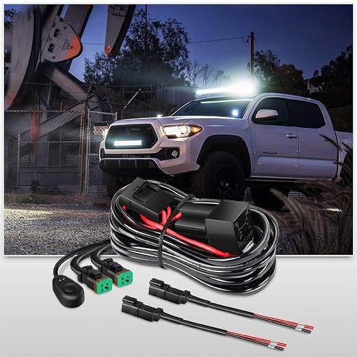 Nilight - 10036W 14AWG 11.5 Feet DT Connector Wiring Harness Kit LED Light Bar 12V On Off Switch Power Relay Blade Fuse for Off Road Lights LED Work Light-2 Leads