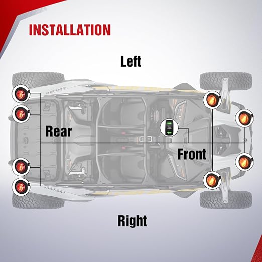 Nilight UTV ATV Turn Signal Wiring Harness Kit with Vertical Rocker Switch | Street Legal Flasher Relay Kits Red &Yellow Lights for Polaris Kawasaki Teryx Can Am Commander Cat Wild Green Backlight