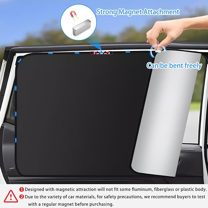 ZATOOTO Side Window Sunshade for Protecting Privacy,Magnetic Universal Fit | Black Side for Heat Absorption & Privacy,Silver Side for Sun Reflection & Cooling,Magnetic Quick & Effortless Installation