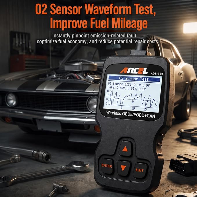 ANCEL AD310 BT OBD2 Scanner with Bluetooth Upgraded AD310, Car Code Reader with Battery Voltage Monitor, Live Data, I/M Readiness, DTC Lookup Check Engine Code Reader for 1996+ Vehicles