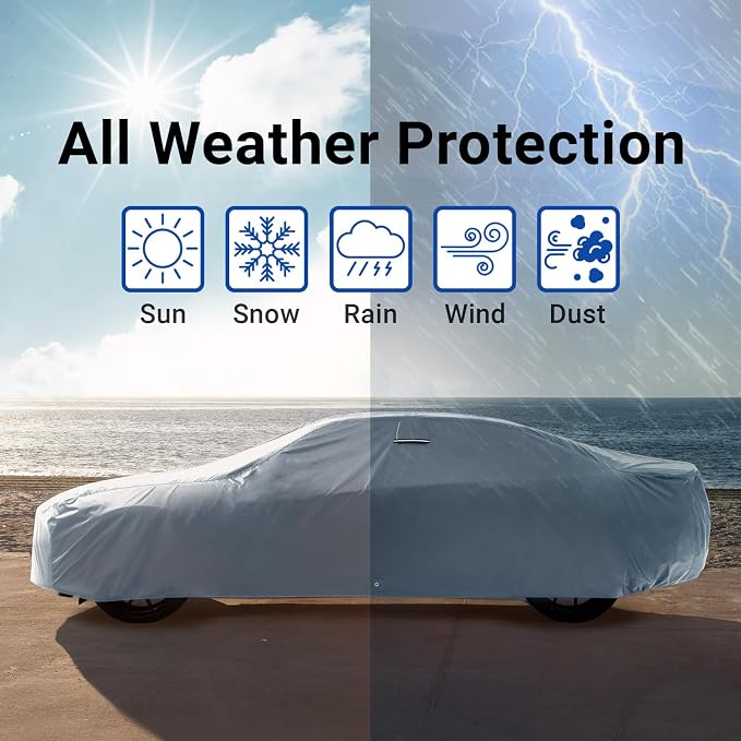 iCarCover Fits [1978-1987 Chevrolet El Camino] Premium Custom Car Cover Waterproof All Weather Resistant Outdoor Indoor Sun Snow Storm UV Protection Form-Fit Padded Cover with Straps - Gray/Black