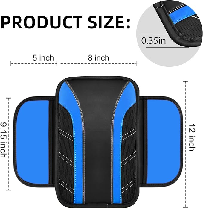 NBTEPEM 10 Pcs Car Floor Mats Full Set & Sport Leather Steering Wheel Cover 14.5-15 inch, Center Console Cover, Seat Belt Cushion, Cup Holder Coaster, Universal Automobile Interior Sets (Blue)
