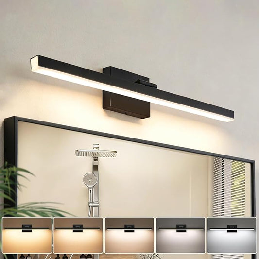 IZORRO Modern Bathroom Vanity Light 32 inch, Rotatable, 24W Dimmable Led Bathroom Light Fixture Over Mirror, Black Vanity Light Bar (5 Color Temperature)