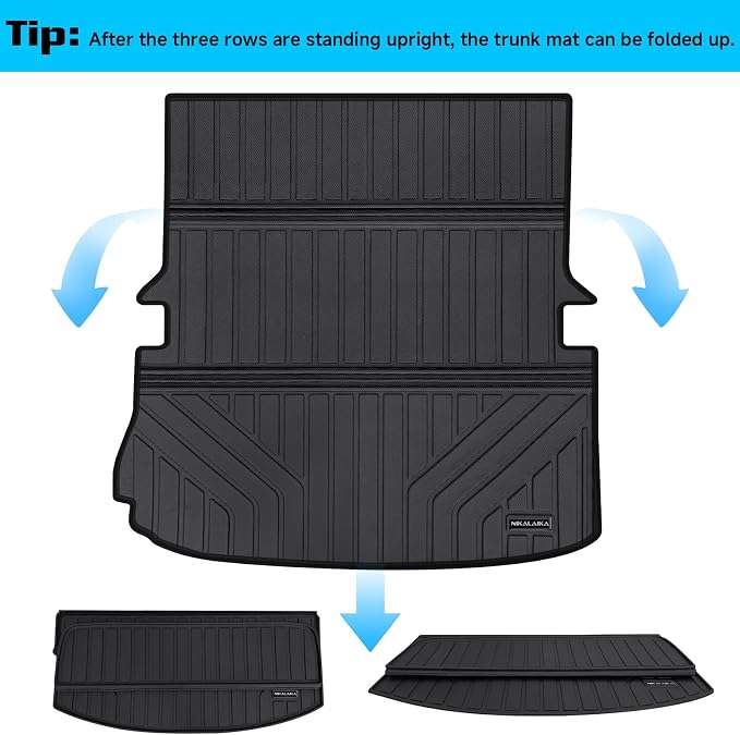 Floor Mats & Trunk Mat & Backrest Mat Custom Fit for 2015-2019 Ford Explorer 7 Seats Cargo Mat All Weather TPE Rubber Protection Waterproof Floor Liners 2015 Ford Explorer Accessories,Black