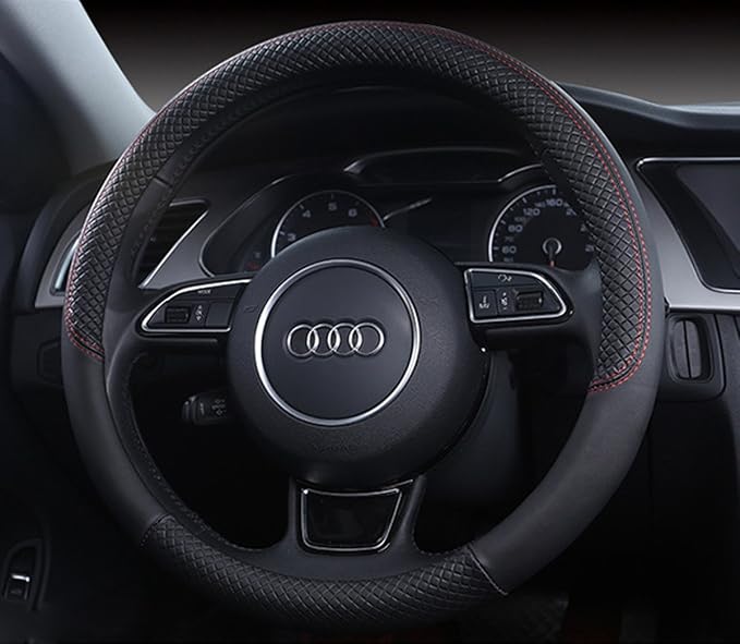 Auto Car Leather Steering Wheel Cover Anti Slip Wrap 15",Black