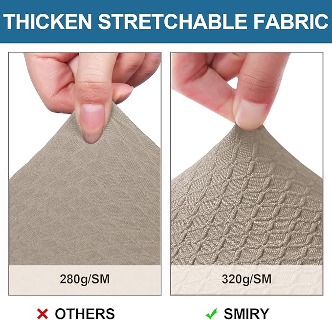 Smiry Waterproof Seat Covers for Dining Room Chairs Set of 4, Stretch Jacquard Removable Washable Chair Seat Slipcovers Protector, No Rear Covers, Taupe