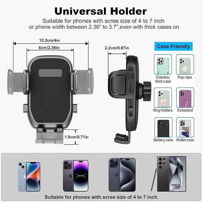 Cup Holder Phone Mount, 2 in 1 Universal Cup Holder Expander with Long Arm 360°Rotation Cup Phone Holder for Car Fits All 4-7” iPhone Galaxy Smartphones and Most Truck Bottles