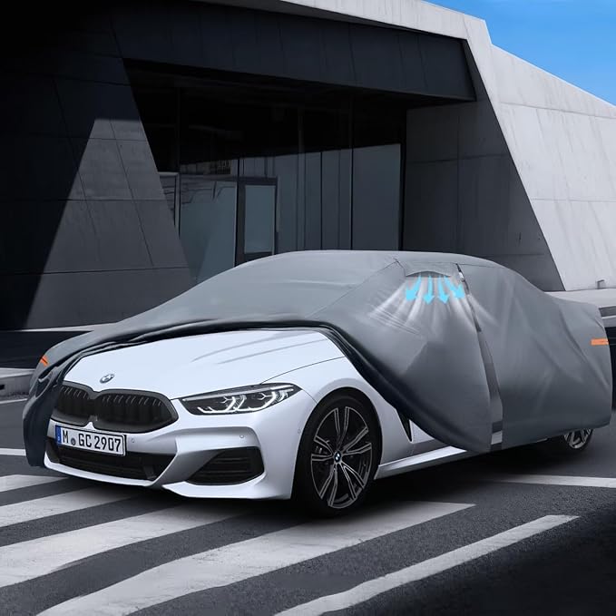 Waterproof 8-Series Gran Coupe(2018-2026) Car Cover with Breathable Vents, [Upgrade] Premium Covers with Cotton Liner and Zipper Door, Sun Rain Snow Dust Uv Protection.(Gift with Towel)