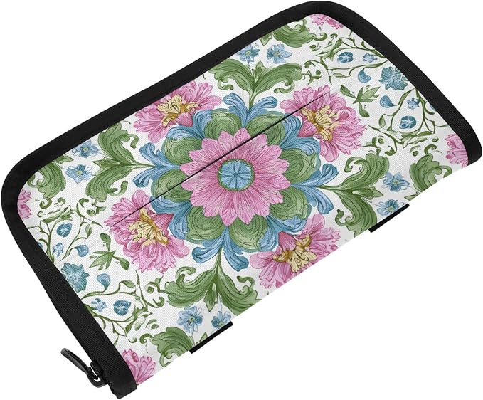 White Pink Green Flower Boho Mandala Car Tissue Holder Durable Napkin Holder Hanging Tissue Holders Case Car Tissues Bag for Sun Visor Seat Back Universal Auto