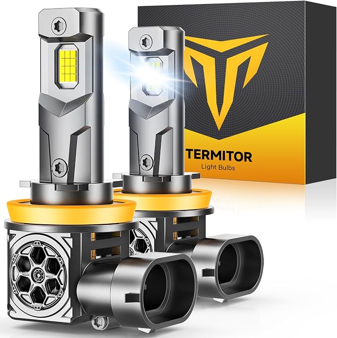 Termitor 2026 New Upgraded H11/H8/H9 Bulbs, 𝟖𝟎𝟎𝟎𝟎𝐋𝐌 𝟏𝟓𝟎𝟎% H11 Led Super Bright 6500K, 1:1 Mini Size Replace Instal Fog Beam, Plug-N-Play, 10 Years Lifespan, Pack of 2