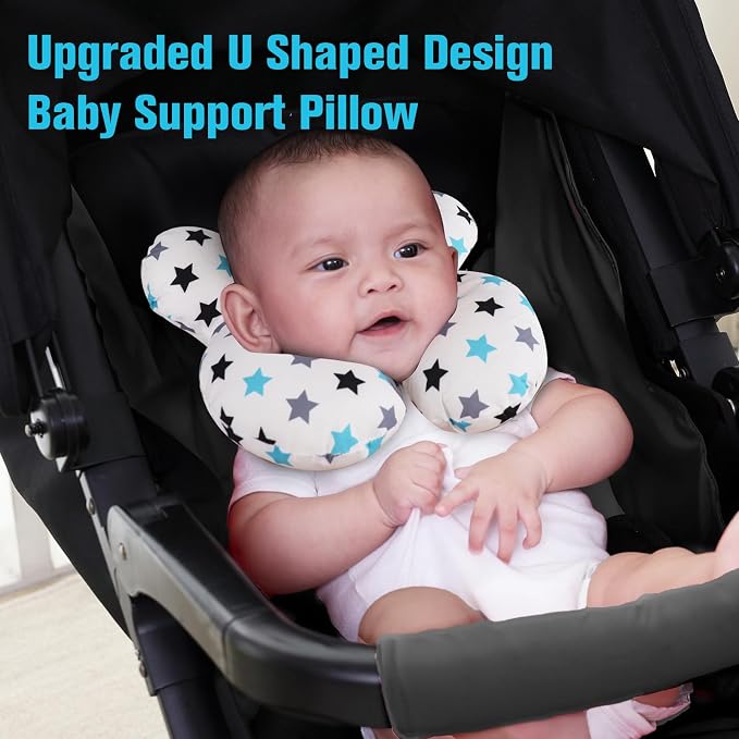 KAKIBLIN Baby Travel Pillow, Upgraded Baby Neck Pillows for Car Seat, Infant Neck Support Pillow for Head and Neck,Newborn Head Support for Car Seat,Pushchair