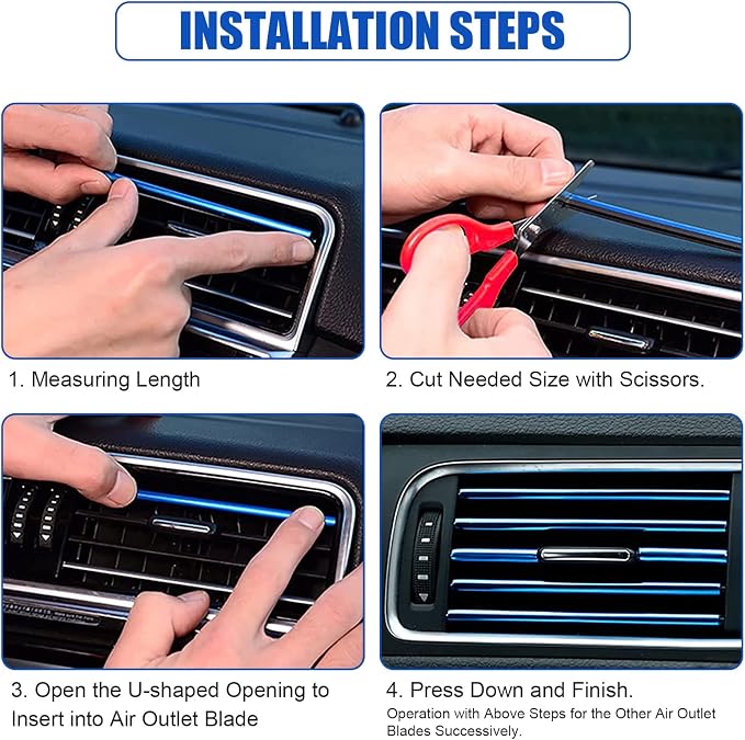 20 Pieces Universal Car Air Conditioner Vent Trim Decoration Strip Accessories, Waterproof Flexible Shiny Auto Car Interior Accessories for All Air Vent Outlet