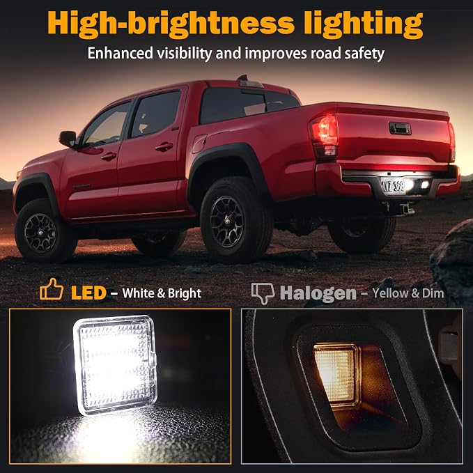 KanSmart LED License Plate Light for Toyota Tacoma 2016-2023 Tundra 6000K | 6000K LED, IP65 waterproof, for 3rd gen Tacoma rear tag lamp assembly, for 2014-2021 Tundra, durable ABS, easy plug & play