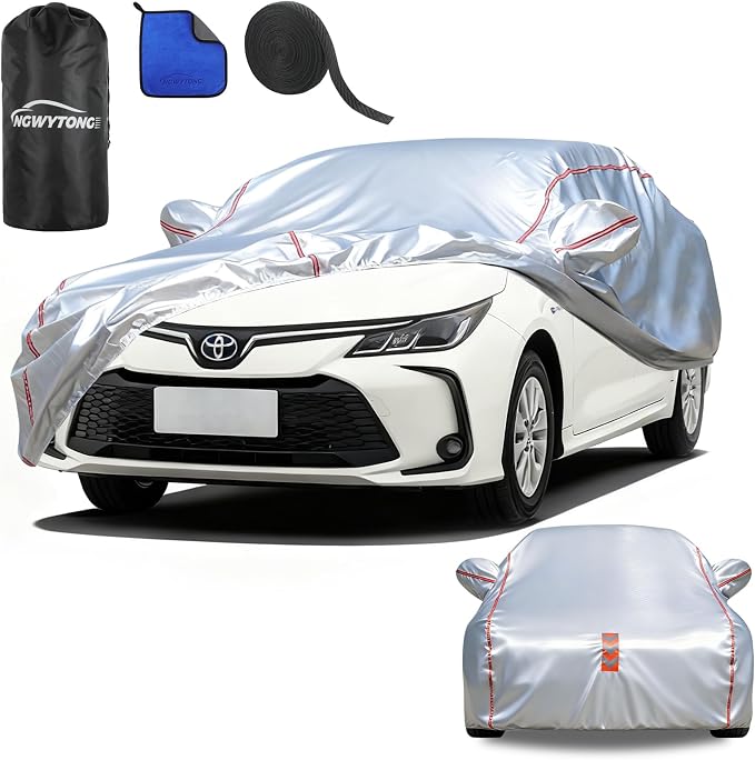 Waterproof All Weather Heavy Duty Vehicle Cover, 360° Underbody Wrap Windproof Design, Quick Install Outdoor Cover,（for Toyota Corolla 1991-2025）