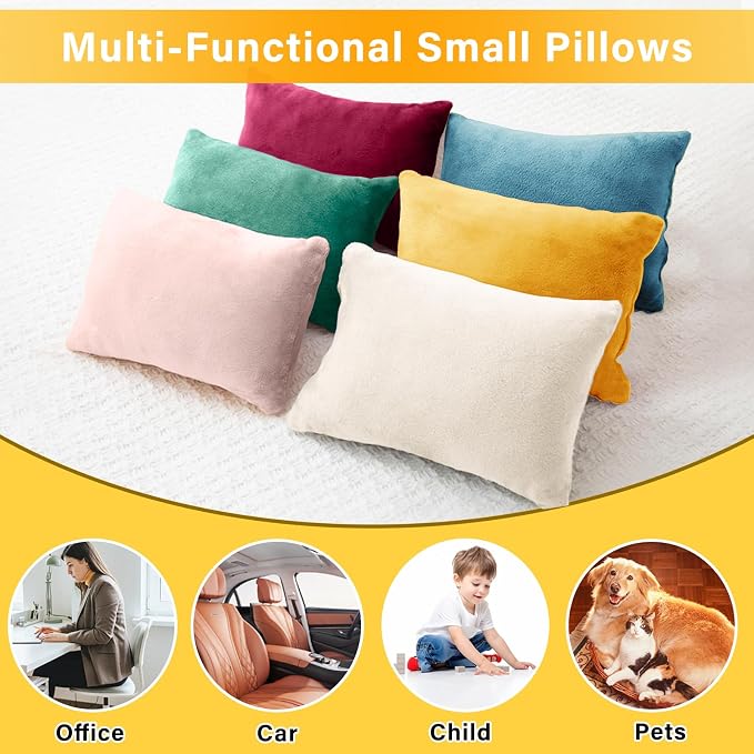 1 MIDDLE ONE 2 Pack Small Pillow, Memory Foam Mini Pillow 11 X 7 Inches for Travel, Sleeping, Nap and Neck, Knee, Lumbar Support, Tiny Cushion for Pet, Dogs (Lake Blue)