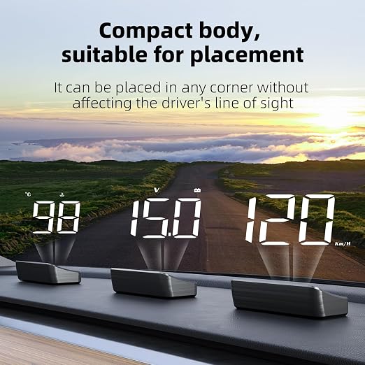 Heads up Display for Cars Car HUD M4, Digital Speedometer for Car OBD2 Speedometer with Speed, Voltage, Water Temperature, etc., Suitable for Some Vehicles' speedometers after 2009