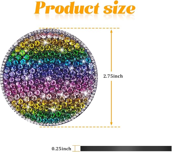 Bling Car Cup Holder Coaster, 2PCS 2.75 Inch Crystal Rhinestone Anti Slip Vehicle Drink Cup Mat for Women Girls, Auto Interior Embedded in Ornaments. Universal for SUV RV Truck (Strip)