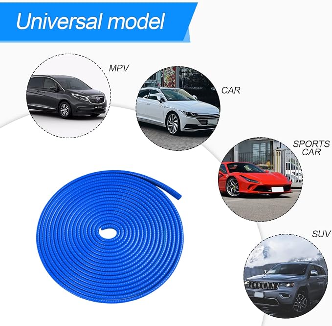 XINLIYA Car Door Protector, 16Ft Universal Rubber Seal U Shape Edge Trim for Most Cars, Aluminum Boat Edge Guard (Blue)