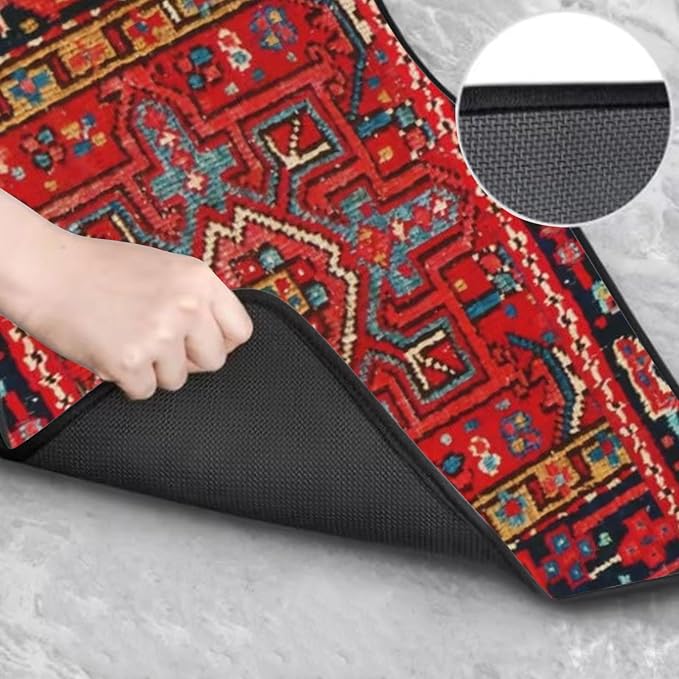 Car Floor Mats Non-Slip Automotive Floor Mats All-Weather Front Rear Car Floor Foot Mat Sets of 4 Pieces Foot Mats Rugs Carpet for Car Trucks SUV Sedans (Red 2.0)