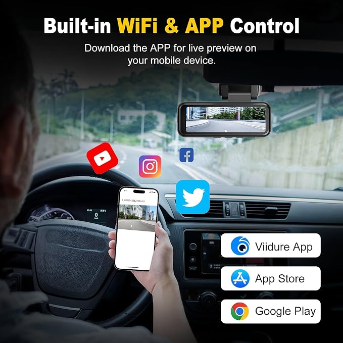 4K+2K Dash Cam Front and Rear, Free 64GB Card Included, 5.8GHz WiFi Dash Camera for Cars, Built-in G-Sensor, 3.2” IPS Screen, 170°Wide Angle, Night Vision, 24 Parking Mode, White