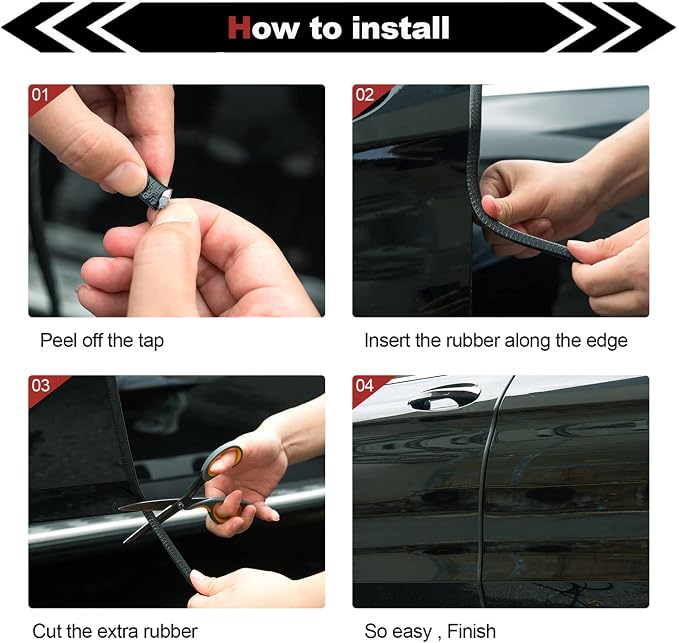 Car Door Edge Protector,Rubber Car Door Protectors No Glue Car Accessories Rubber U Shape Car Trim Door Protectors Seal for Sedan, Trucks, SUV, ATV, Boats(Gray,16.4FT)