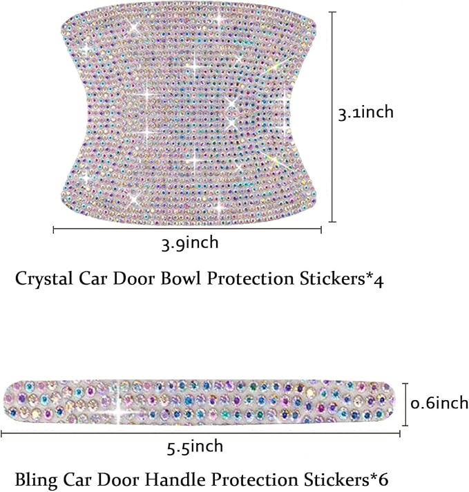 BetterJonny Crystal Car Scratch Protector, Rhinestone Bling Scratch Protectors (Colorful)