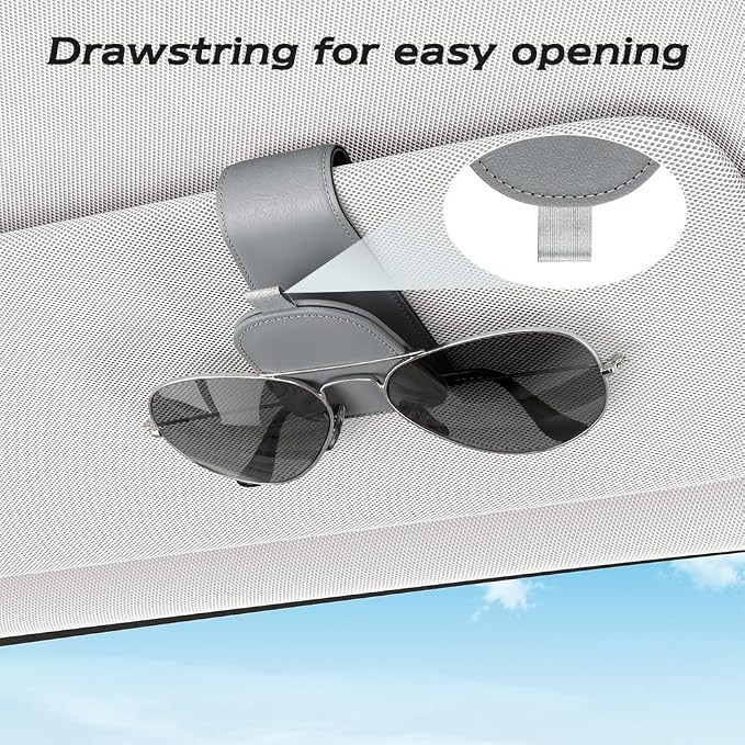 Sotfamily Sunglass Holder for Car Visor, Gray, 2 Packs | Suede Cloth, Magnetic, Organizer for Car Accessories