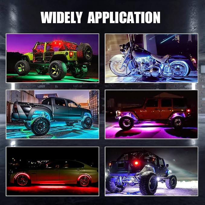 4 Pods Rock Lights for Trucks, RGB APP Control Music Mode Multilcolor Waterproof High Bright LED UTV ATV RZR Underglow kit