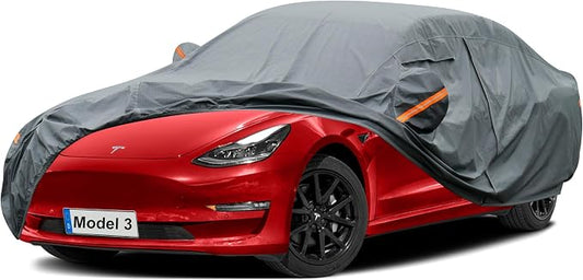 GUNHYI Premium Car Cover Custom Fit Tesla Model 3 (2017-2026), 16 Layers Heavy Duty Car Cover Waterproof All Weather with Zipper Door for Sun Rain Snow Dust Uv Protection