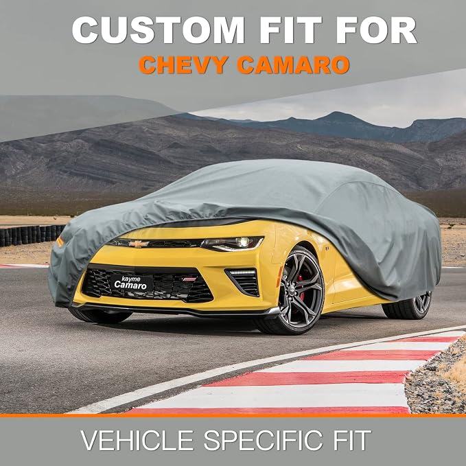 Kayme Heavy Duty Car Cover Custom Fit Chevrolet Chevy Camaro ZL1 SS Z28 LT LE LS (1982-2025), Waterproof All Weather for Automobiles, Full Exterior Covers Sun Rain UV Protection.