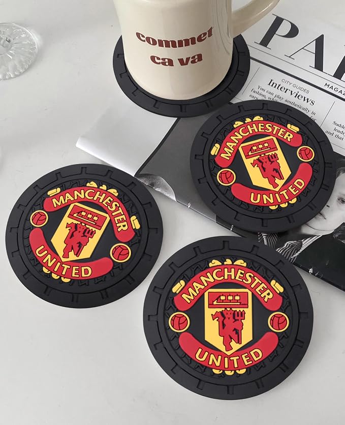 Cup Holder Insert Coaster for Manchester United UEFA UCL Fans,Anti Slip Car Cup Coaster Interior Accessories
