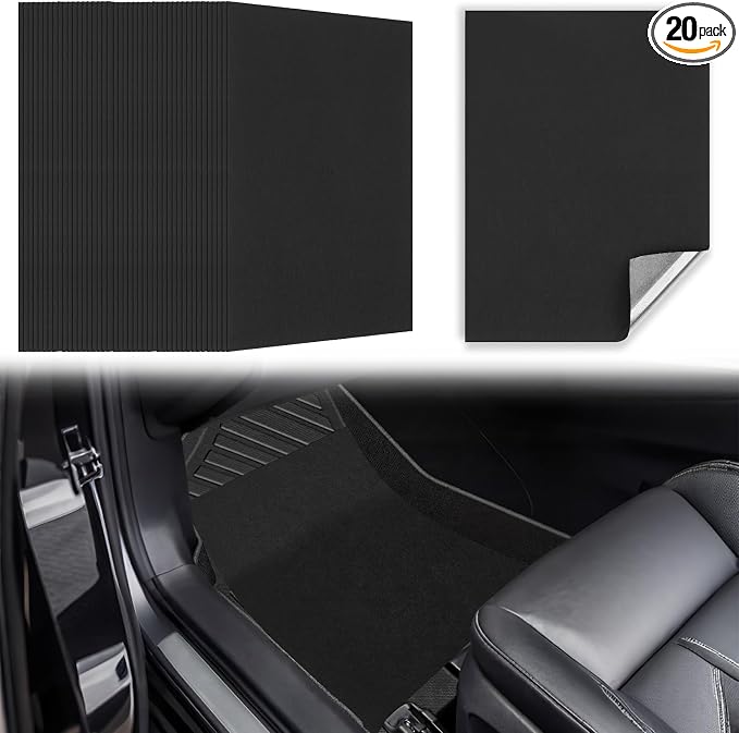 WILLBOND 20 Pcs Self Adhesive Disposable Car Floor Mats, 17"x22" Felt Auto Floor Protectors for Car Detailing & Wash, Mechanics, Rentals, Work Boots, Sand, Dust and Dirt Protection