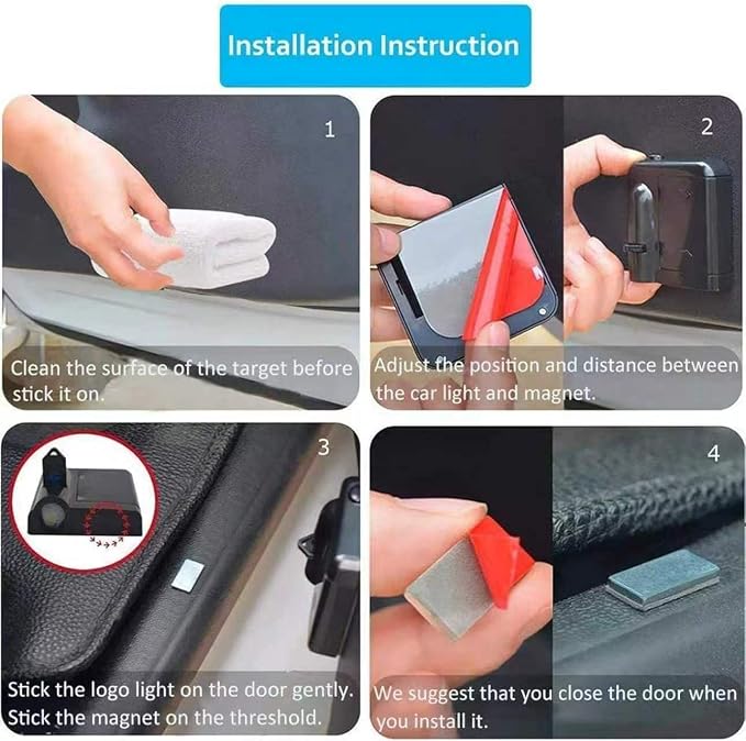 2PCS LED Car Door Projector Lights for Challenger Charger Ram, Red | Fits Dakota, Fits SRT SXT GT RT, Fits Avenger Durango, Ghost Shadow Welcome Lamp, Courtesy Lights