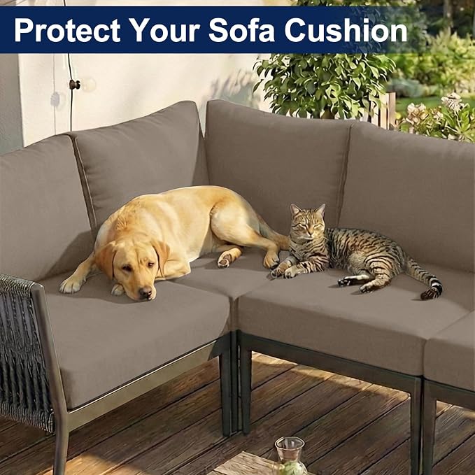 Smiry 8 Pcs Waterproof Patio Cushion Covers, Stretch Outdoor Furniture Covers
