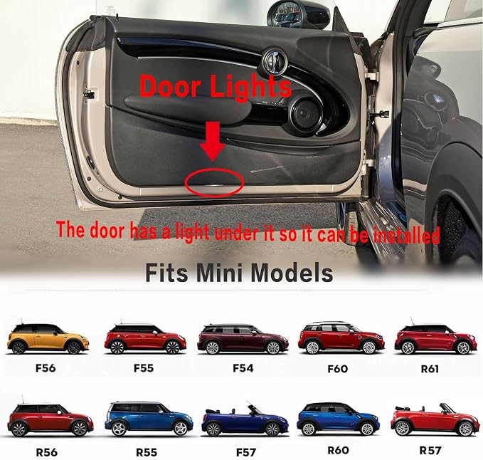 2Pcs Car Door Lights Projector for R55 R56 R57 R58 R59 R60 R61 F55 F56 F57 Car Door Logo Light Colorfast Courtesy Projector Laser Puddle lamp Welcome Lights Ghost Shadow Light Accessories (Logo)